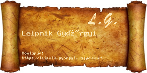 Leipnik Györgyi névjegykártya